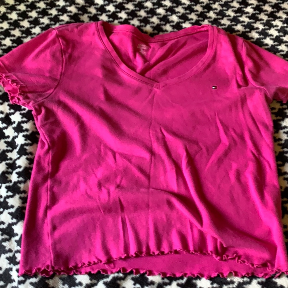 Pink Tommy Hilfiger shirt, did hem myself